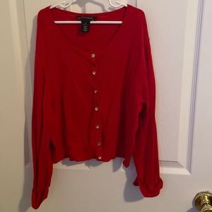 Red cardigan